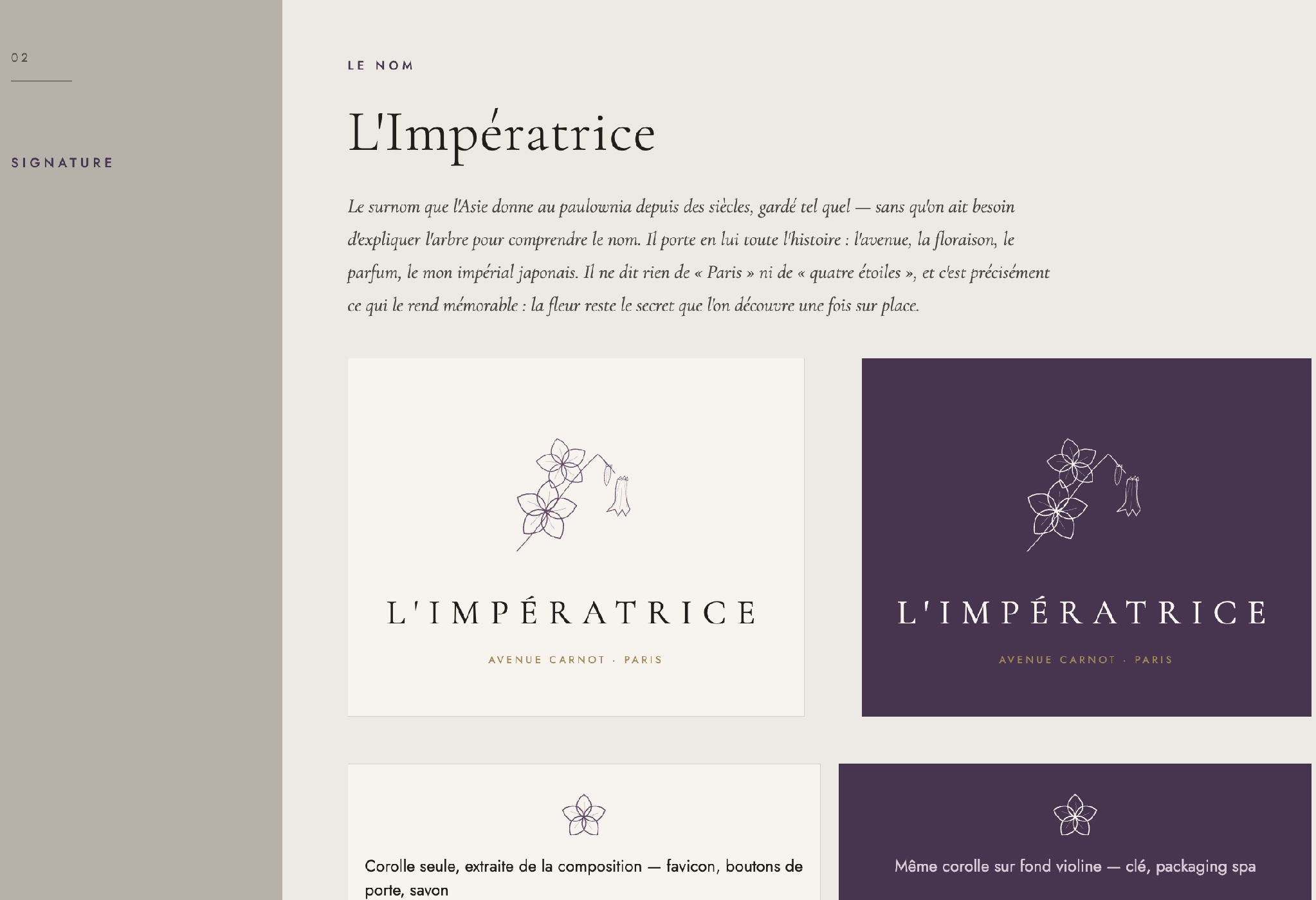 La signature — proposition de nom L'Impératrice